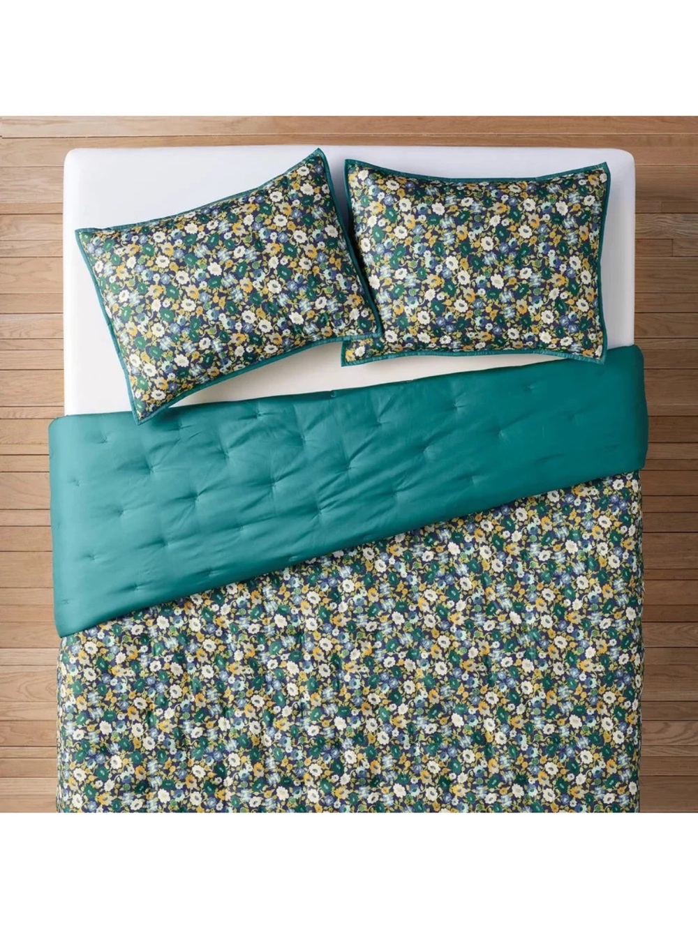 Opalhouse Teal Blue & Yellow Floral Quilt and Sham Set - Picture 2 of 3